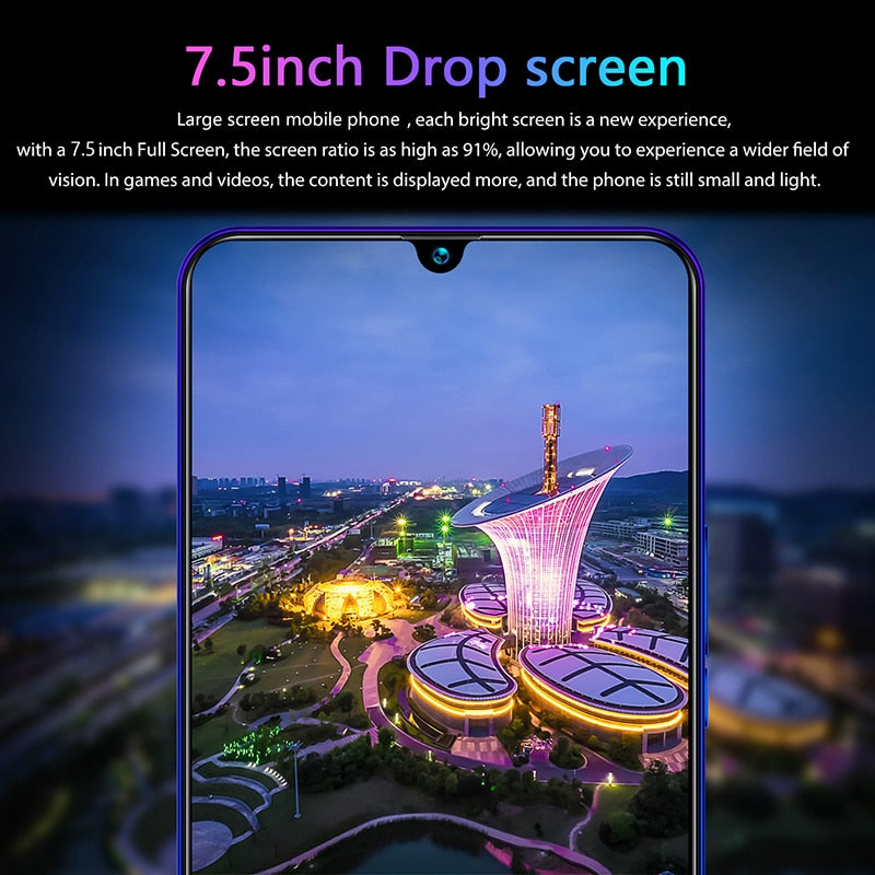 7.5 inch Galay S20 network  8GB RAM 256GB ROM Octa Core 4 Camera Snapdragon 855 smart phone With phone case - Virtual Blue Store