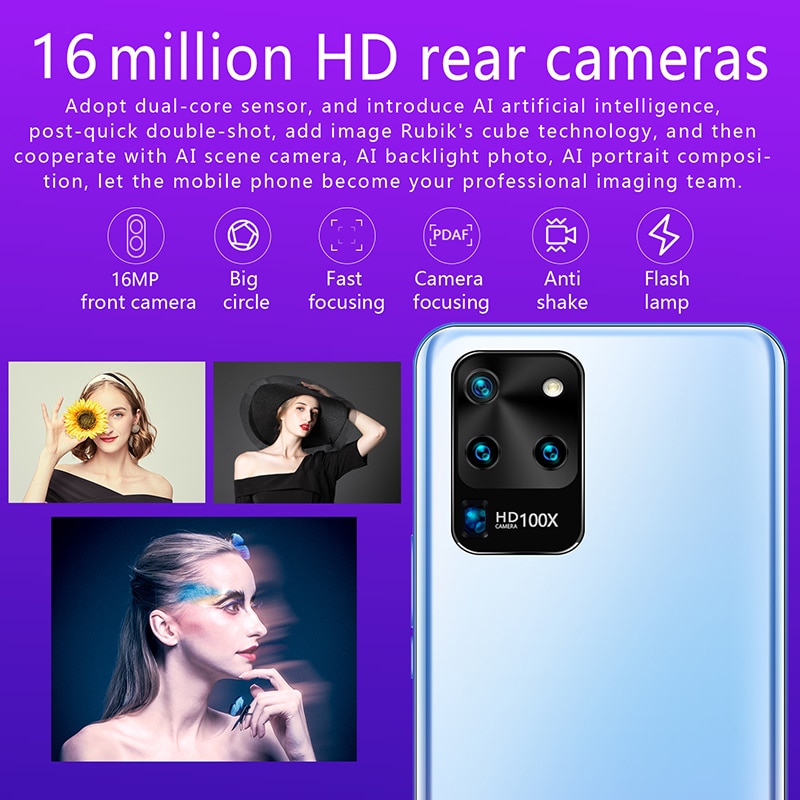 7.5 inch Galay S20 network  8GB RAM 256GB ROM Octa Core 4 Camera Snapdragon 855 smart phone With phone case - Virtual Blue Store