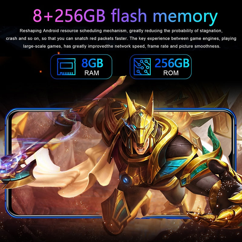 7.5 inch Galay S20 network  8GB RAM 256GB ROM Octa Core 4 Camera Snapdragon 855 smart phone With phone case - Virtual Blue Store