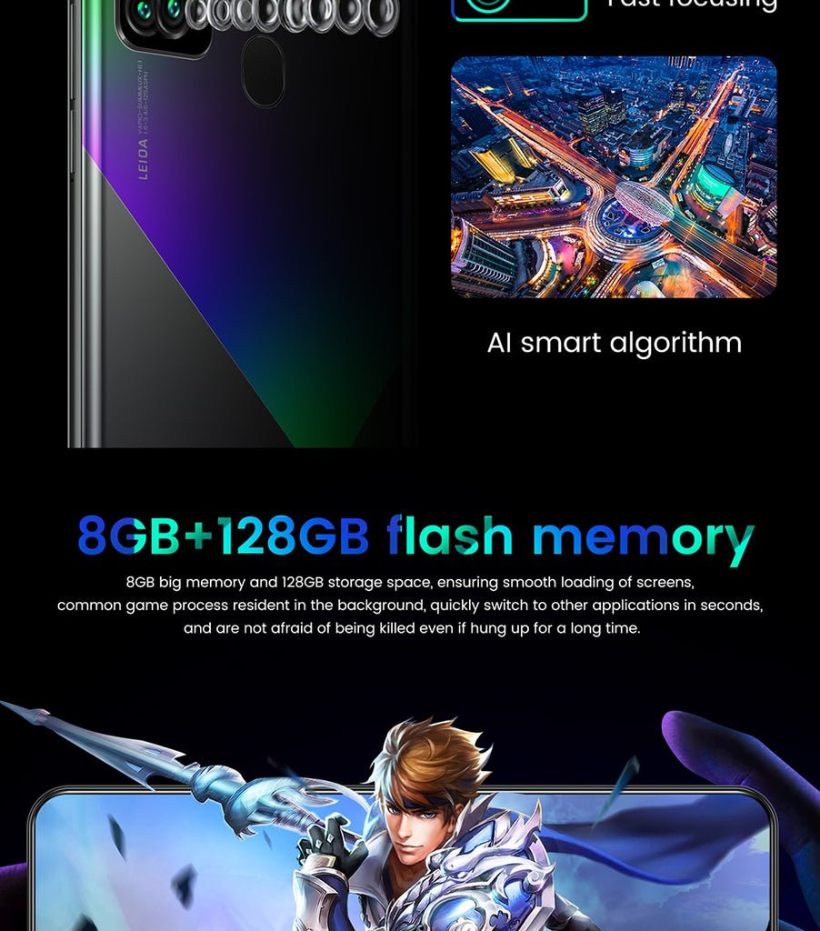 New A90 10-core 8 + 256G Dual Card Dual Standby 6.6-inch Full-screen Ultrabook Mobile Phone 4G Network - Virtual Blue Store