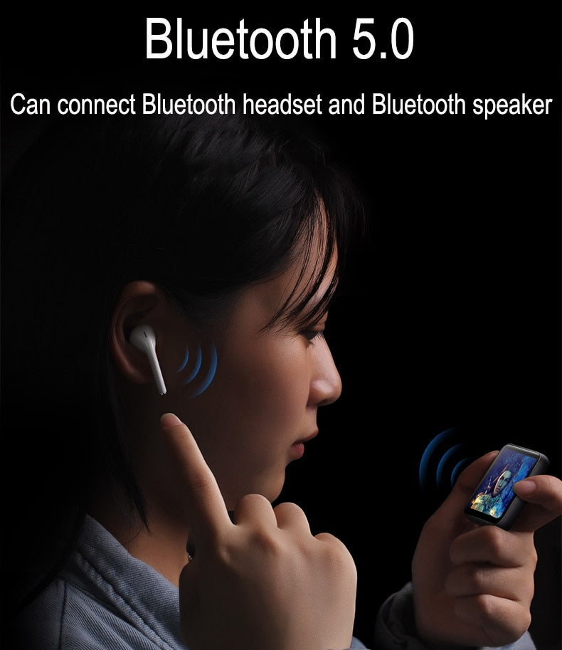 Full screen metal Bluetooth MP3 player watch built-in 16G e-book radio recording video player - Virtual Blue Store