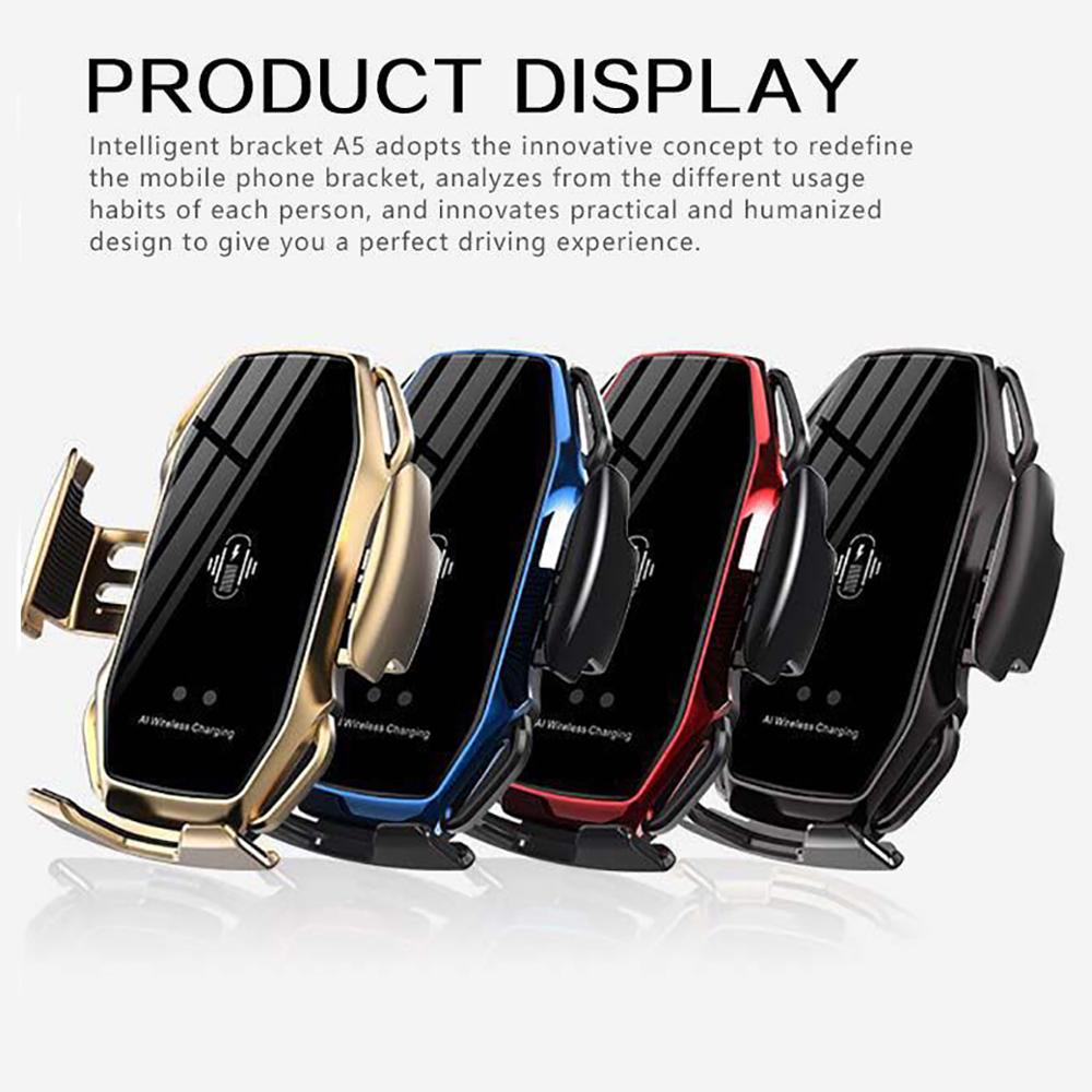 A5 10W Wireless Car Charger Automatic Clamping Fast Charging Phone Holder Mount Car for iPhone 11 Huawei Samsung Smart Phones - Virtual Blue Store