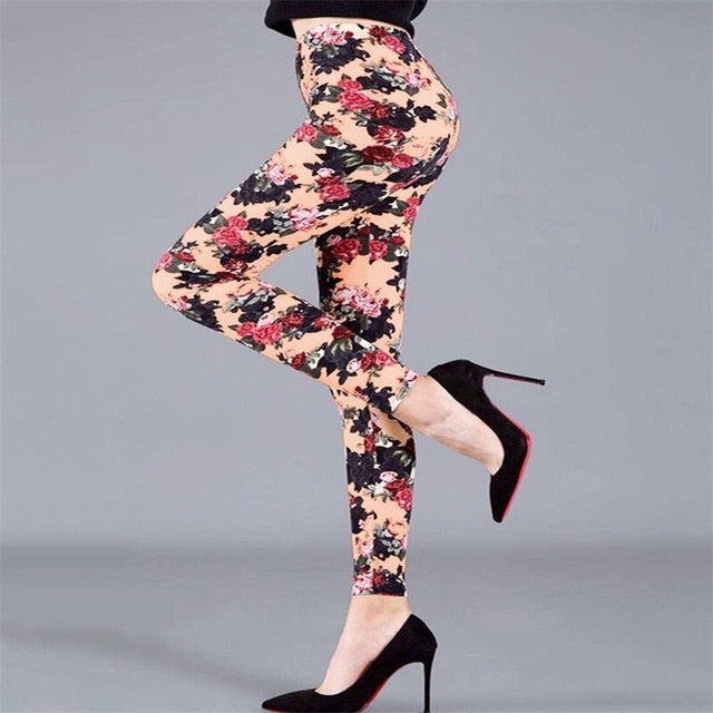 YSDNCHI Female Fitness Leggings Women Summer Floral Print Legging Lady Sexy Slim Elastic Pencil Pants Stretch Trousers Mujer - Virtual Blue Store