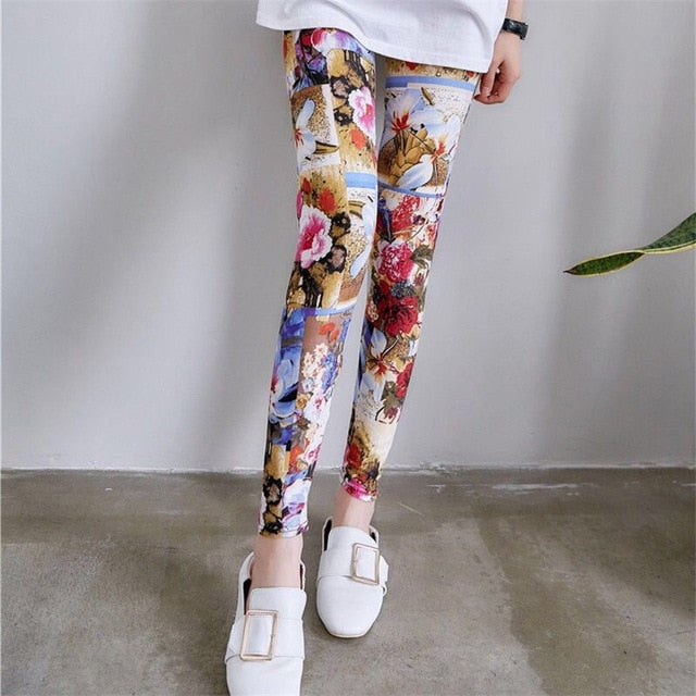 YSDNCHI Female Fitness Leggings Women Summer Floral Print Legging Lady Sexy Slim Elastic Pencil Pants Stretch Trousers Mujer - Virtual Blue Store