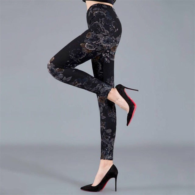 YSDNCHI Female Fitness Leggings Women Summer Floral Print Legging Lady Sexy Slim Elastic Pencil Pants Stretch Trousers Mujer - Virtual Blue Store