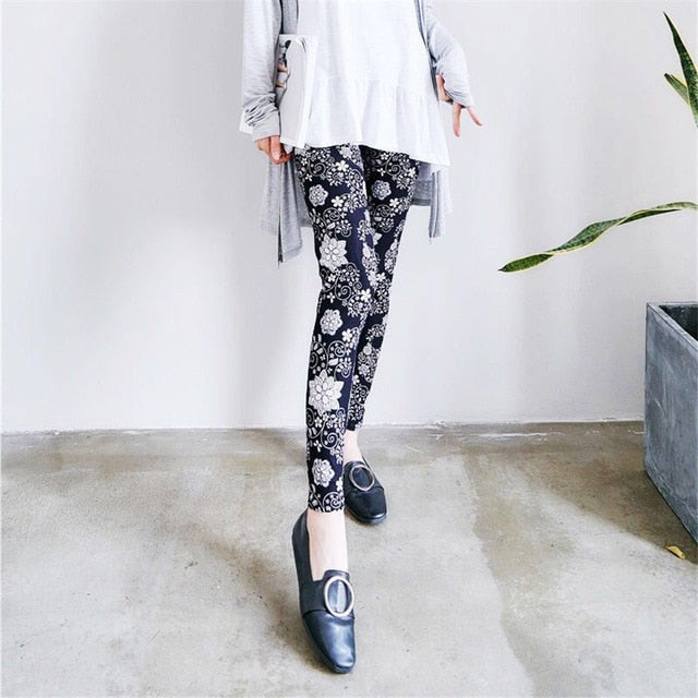 YSDNCHI Female Fitness Leggings Women Summer Floral Print Legging Lady Sexy Slim Elastic Pencil Pants Stretch Trousers Mujer - Virtual Blue Store