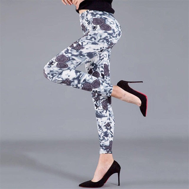 YSDNCHI Female Fitness Leggings Women Summer Floral Print Legging Lady Sexy Slim Elastic Pencil Pants Stretch Trousers Mujer - Virtual Blue Store