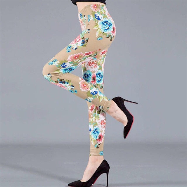 YSDNCHI Female Fitness Leggings Women Summer Floral Print Legging Lady Sexy Slim Elastic Pencil Pants Stretch Trousers Mujer - Virtual Blue Store