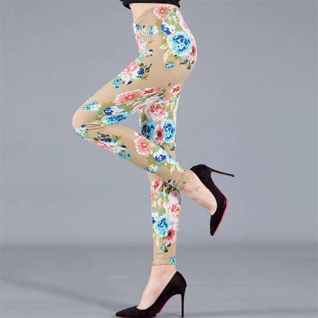 Women Leggings Floral Print Pencil Pants Leggings 3xl Plus Size