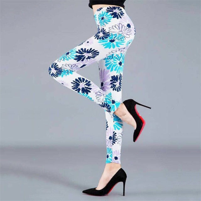 YSDNCHI Female Fitness Leggings Women Summer Floral Print Legging Lady Sexy Slim Elastic Pencil Pants Stretch Trousers Mujer - Virtual Blue Store