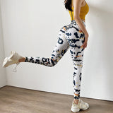 Ink Printing Fitness Leggings Women Gym Elastic Tight Training Running Legging Quick Dry High Waist Yoga Pants Sport Legging - Virtual Blue Store