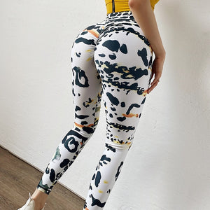 Ink Printing Fitness Leggings Women Gym Elastic Tight Training Running Legging Quick Dry High Waist Yoga Pants Sport Legging - Virtual Blue Store