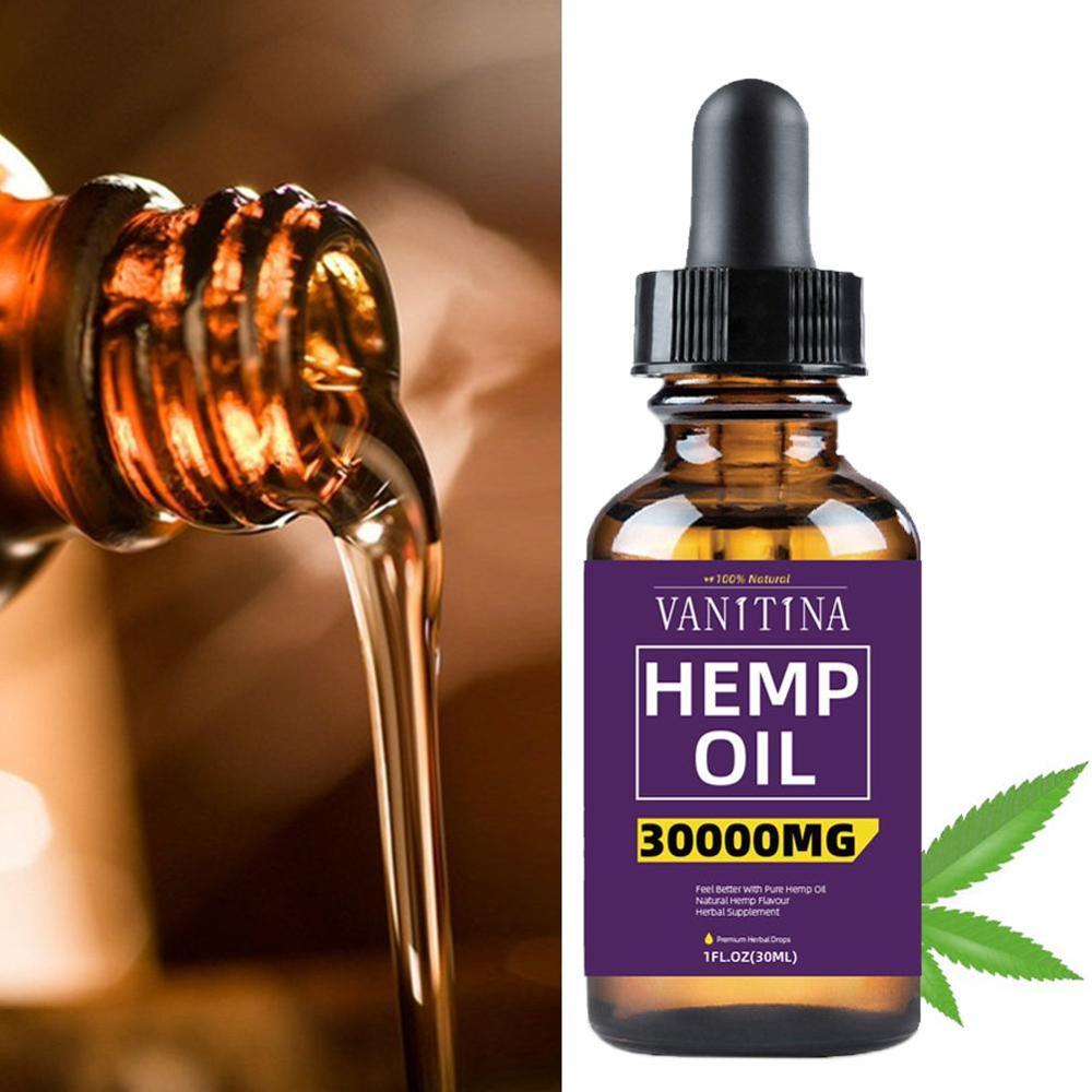 30ML Organic Hemp Oil 3000mg CBD Hemp Seeds Oil Extract Drops for Skin Pain Relief Reduce Anxiety Better Sleep Anti Stress - Virtual Blue Store