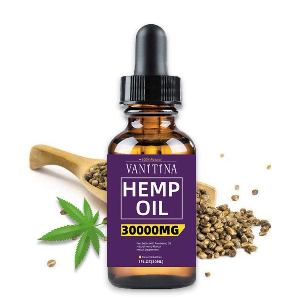30ML Organic Hemp Oil 3000mg CBD Hemp Seeds Oil Extract Drops for Skin Pain Relief Reduce Anxiety Better Sleep Anti Stress - Virtual Blue Store