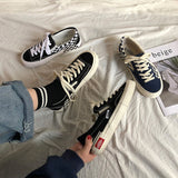 New Women Shoes Black and White Plaid Canvas Lovers Shoes  Han edition Leisrue Tenis Sandals Lace-up Breathable Sneakers Femme - Virtual Blue Store