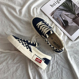 New Women Shoes Black and White Plaid Canvas Lovers Shoes  Han edition Leisrue Tenis Sandals Lace-up Breathable Sneakers Femme - Virtual Blue Store