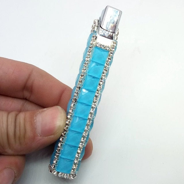Slim Diamond Women'S Lipstick Lighter Rechargeable Butane Gas Lighter Gift - Virtual Blue Store