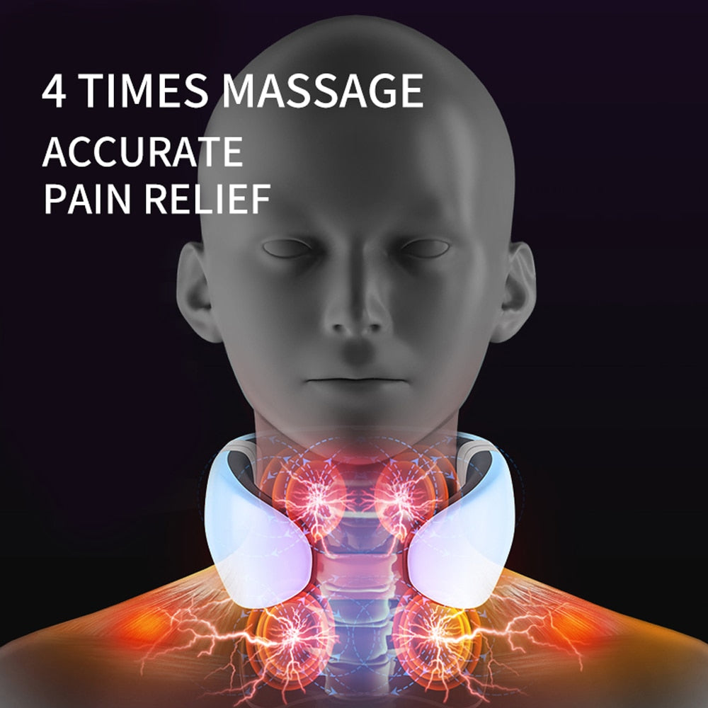 Smart Electric Neck and Shoulder Massager Pain Relief Tool Health Care Relaxation Cervical 4D Magnetic Therapy Massage Machine - Virtual Blue Store