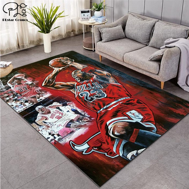 Jordan 23 basketball carpet 3D Printed Carpet Hallway Doormat Anti-Slip Bathroom Carpets Kids Room Absorb Water Kitchen - Virtual Blue Store