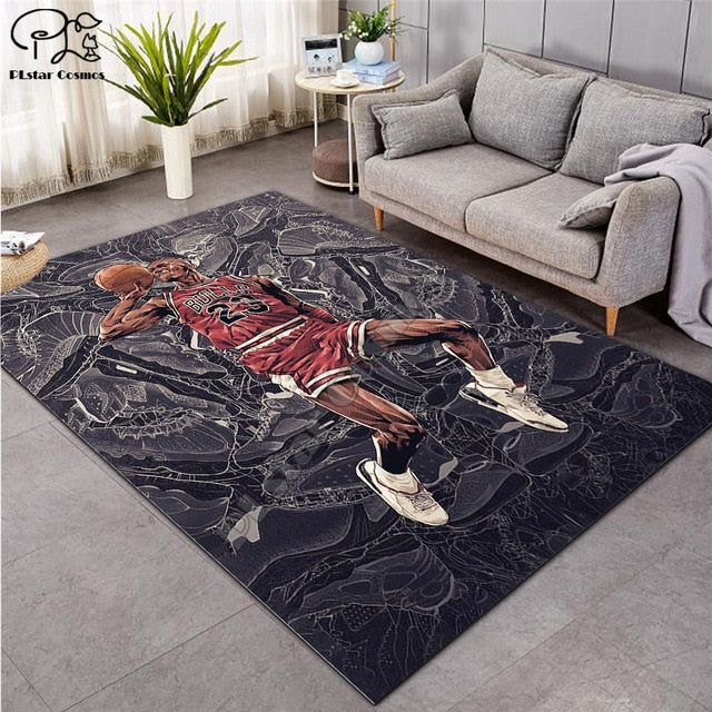 Jordan 23 basketball carpet 3D Printed Carpet Hallway Doormat Anti-Slip Bathroom Carpets Kids Room Absorb Water Kitchen - Virtual Blue Store