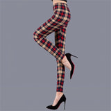 Women Leggings Grid Print Exercise Fitness Leggins Elasticity Plaid Push Up Legging Female Sexy Trousers Plus Size Pants - Virtual Blue Store