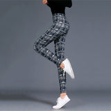 Women Leggings Grid Print Exercise Fitness Leggins Elasticity Plaid Push Up Legging Female Sexy Trousers Plus Size Pants - Virtual Blue Store