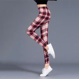 Women Leggings Grid Print Exercise Fitness Leggins Elasticity Plaid Push Up Legging Female Sexy Trousers Plus Size Pants - Virtual Blue Store