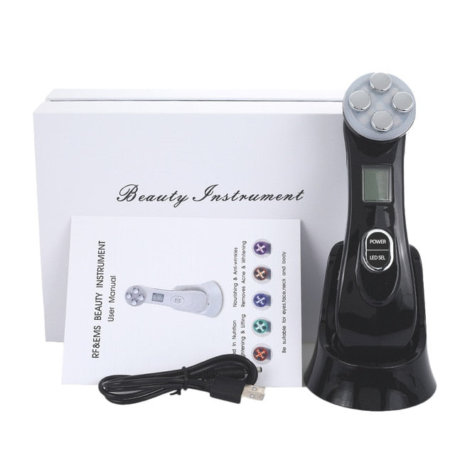 5 in 1 Face Massager LED Skin Tightening Mesotherapy Facial Skin Care Face Skin Rejuvenation Remover Wrinkle - Virtual Blue Store