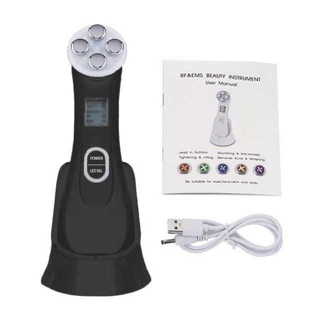 5 in 1 Face Massager LED Skin Tightening Mesotherapy Facial Skin Care Face Skin Rejuvenation Remover Wrinkle - Virtual Blue Store