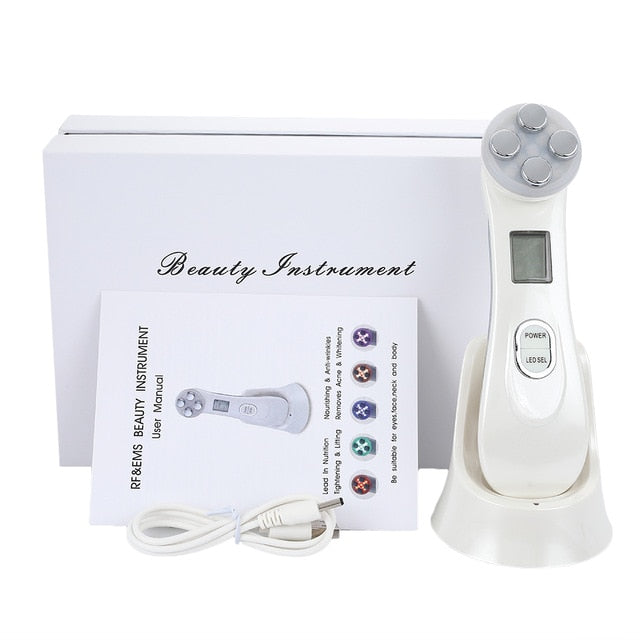 5 in 1 Face Massager LED Skin Tightening Mesotherapy Facial Skin Care Face Skin Rejuvenation Remover Wrinkle - Virtual Blue Store