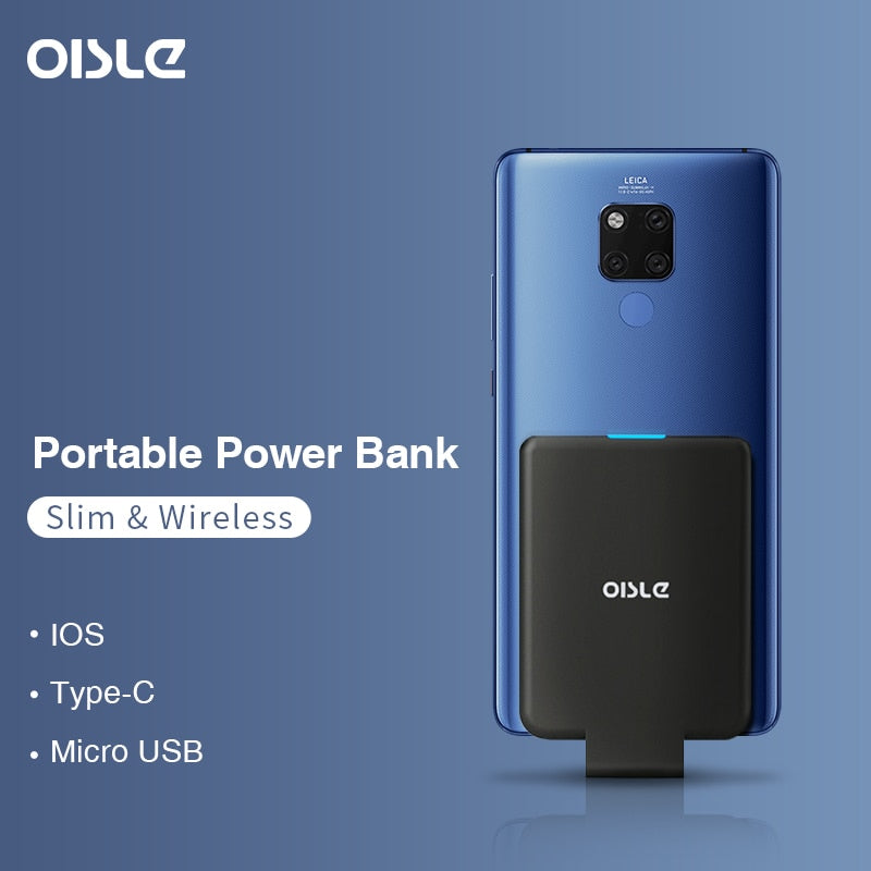 OISLE mini Power Bank Ultra-thin Portable External Backup For iPhone 11 12 X Samsung S8 Xiaomi 8 Huawei P20 Battery Charger Case - Virtual Blue Store