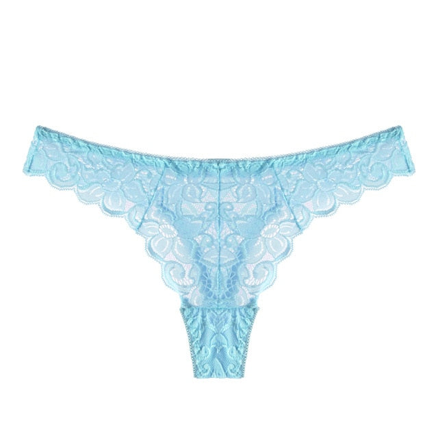 VDOGRIR Sexy Women Lace Panties Underwear Seamless Thongs G-String Solid Female Fashion Briefs Low Rise Lady Lingerie Underpants - Virtual Blue Store