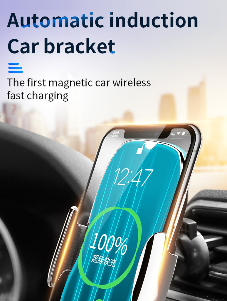 Automatic 15W Fast Car Wireless Charger for Samsung S20 S10 iPhone 12 11 XS XR 8 Magnetic USB Infrared Sensor Phone Holder Mount - Virtual Blue Store