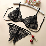 Sexy Cutout Underwear Lace Corset Women Bra Set Cross Bandage Deep V Hot Erotic Lingerie One Piece Halter Open Sexy Lingerie Set - Virtual Blue Store