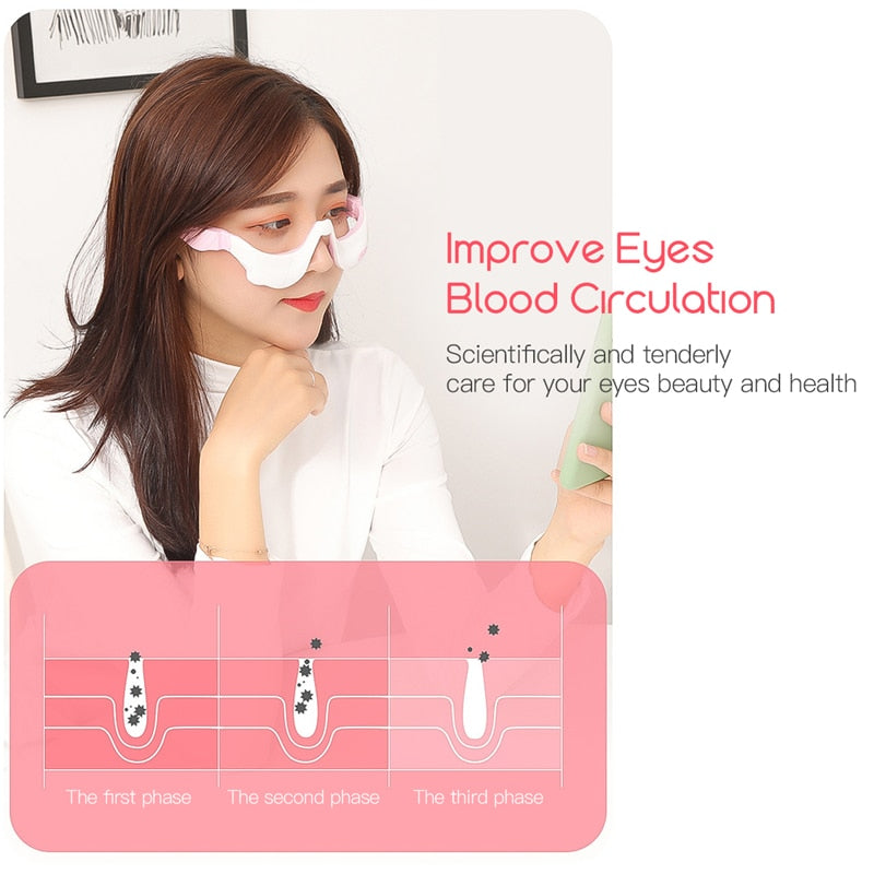 3D EMS Micro-Current Pulse Eye Relax Massager Heating Therapy Acupressure Fatigue Relief Wrinkle Reduction Blood Circulation - Virtual Blue Store