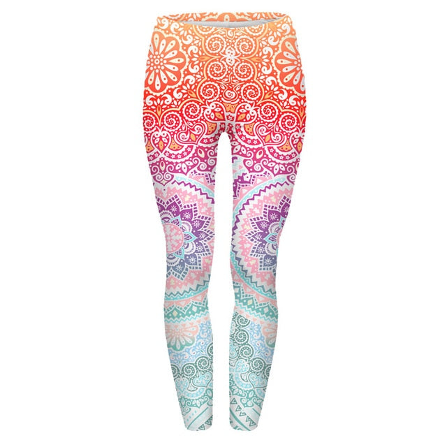 Women Fashion Legging Aztec Round Ombre Printing leggins Slim High Waist Leggings Woman Pants /40 - Virtual Blue Store