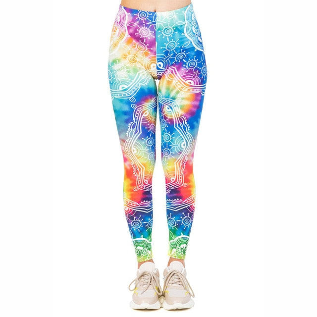 Women Fashion Legging Aztec Round Ombre Printing leggins Slim High Waist Leggings Woman Pants /40 - Virtual Blue Store