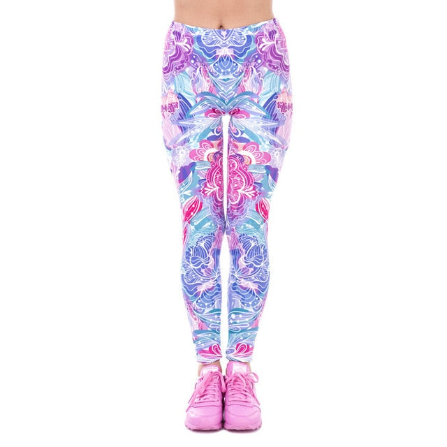 Women Fashion Legging Aztec Round Ombre Printing leggins Slim High Waist Leggings Woman Pants /40 - Virtual Blue Store