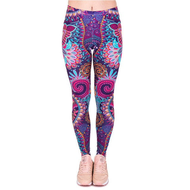 Women Fashion Legging Aztec Round Ombre Printing leggins Slim High Waist Leggings Woman Pants /40 - Virtual Blue Store