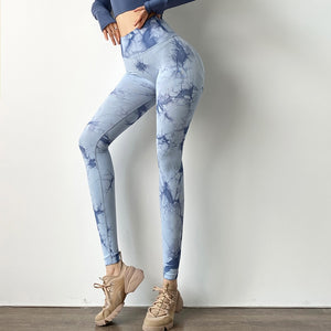 Autumn Tie-Dye Seamless Yoga Pant High Strength Training Fitness Legging Women High Waist Scrunch Butt Gym Running Sports Pants - Virtual Blue Store
