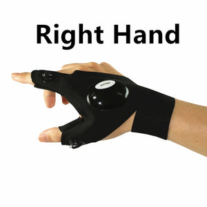 Fingerless Glove LED Flashlight Torch Outdoor Tool Fishing Camping Hiking Survival Rescue Multi Light Tool Left/Right Hand - Virtual Blue Store