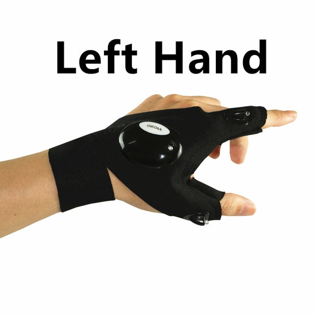 Fingerless Glove LED Flashlight Torch Outdoor Tool Fishing Camping Hiking Survival Rescue Multi Light Tool Left/Right Hand - Virtual Blue Store