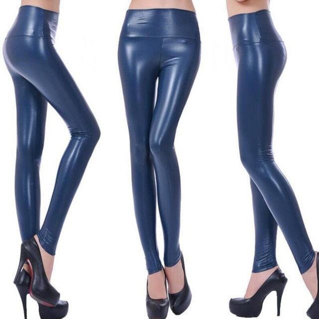 Womens Plus Size Faux Leather Leggings Pants Black High Waist Sexy Skinny  Stretc