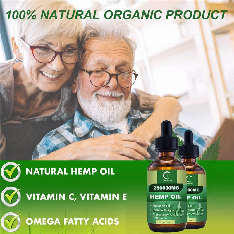 GPGP High concentration hemp seed oil Neck Pain Relief Anxiety Extract Drops Skin Oil Anti Inflammatory Better Sleep Essence - Virtual Blue Store
