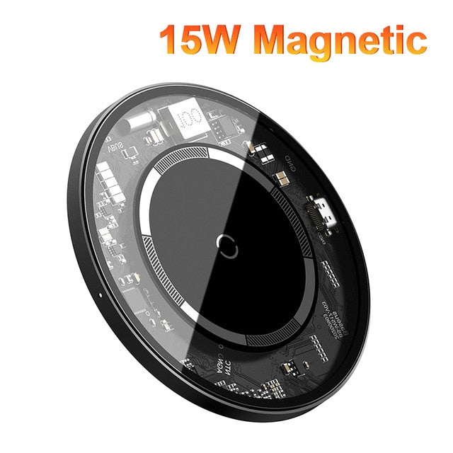 Baseus Qi Magnetic Wireless Charger For iPhone 12 Pro Max PD 15W Fast Charging For iPhone 12 mini 11 XS XR Magnetic Safe Charger - Virtual Blue Store