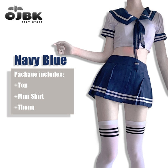 OJBK Women Sexy Cosplay Lingerie Student Uniform  school girl Ladies Erotic Costume Babydoll Dress Women Lace Miniskirt Outfit - Virtual Blue Store