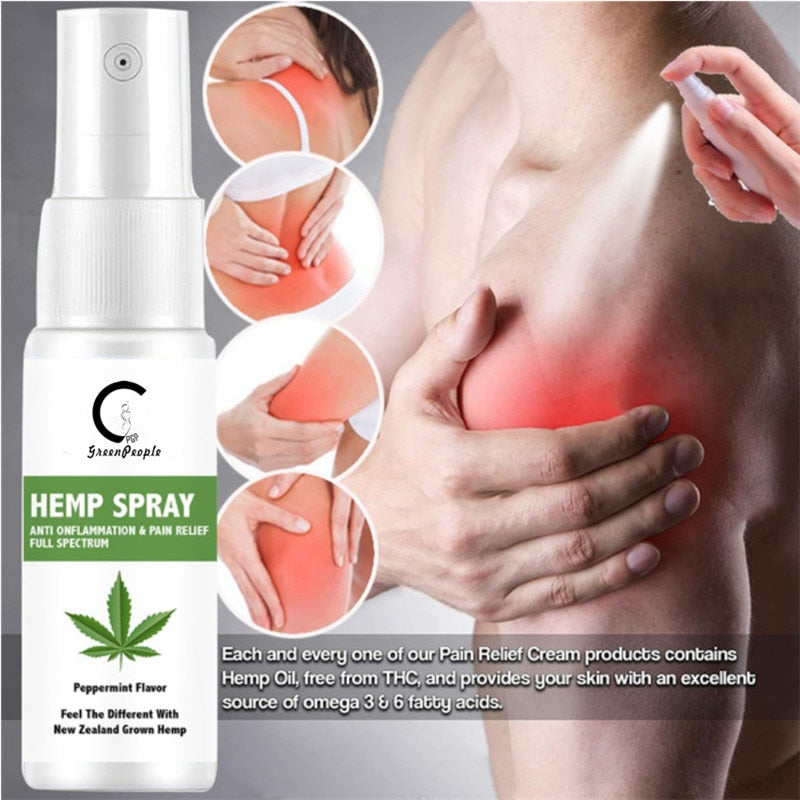 GreenPeople Hemp oil CBD Pain Relief Medicament  Rheumatism Arthritis Muscle Sprain Knee Waist Pain Back Shoulder Herbs Spray - Virtual Blue Store