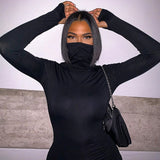 InsGoth Harajuku Turtleneck Black Dress Gothic Bodycon Long Sleeve Mini Dress Streetwear Punk Long Sleeve High Waist Dresses - Virtual Blue Store