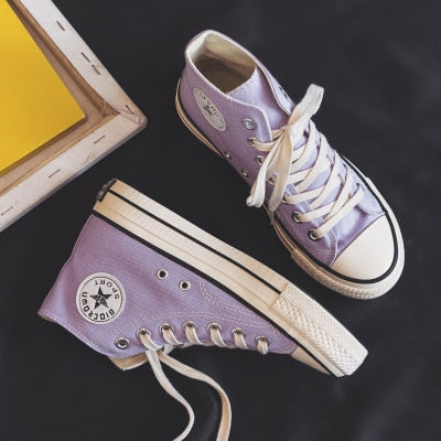 New Canvas Shoes Women Teenagers Skateboard Shoes Spring Summer Candy Color Street Sneaker All Match Outdoor Footware 35-40 - Virtual Blue Store