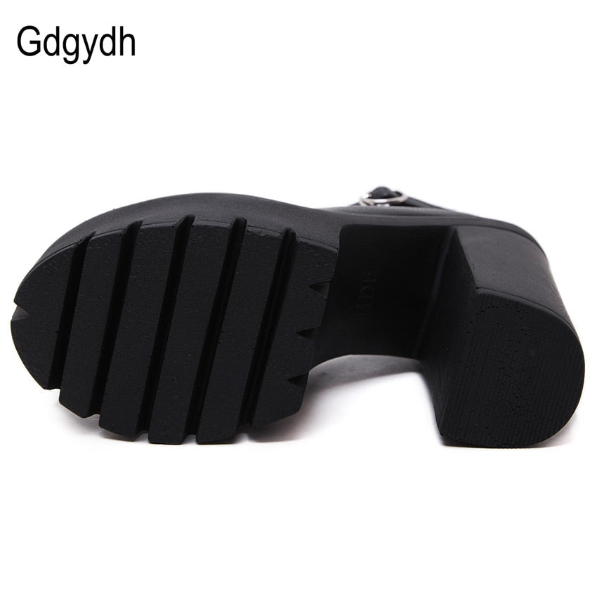 Gdgydh 2020 new spring autumn casual high-heeled shoes sexy ruslana korshunova thick heels platform pumps Black White Size 42 - Virtual Blue Store